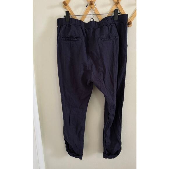 Roxy Pants Women's XL On The Seashore Cargo Navy Linen Blend Relaxed Fit - Picture 8 of 9